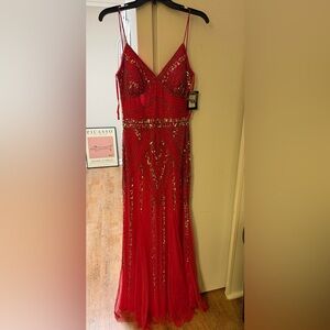 Marina Coral Embellished Gown